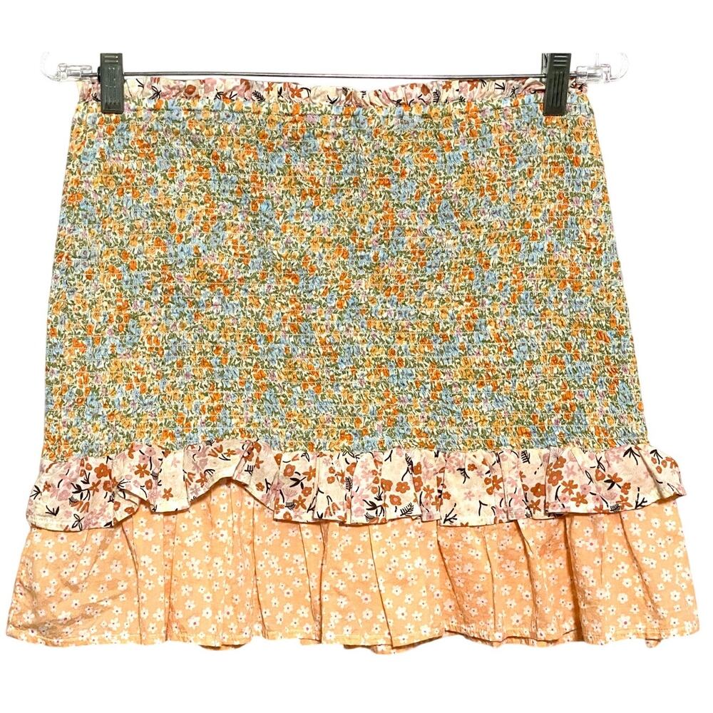 American Eagle Mini Skirt S Boho Tiered Cottage Prairie Coquette Patchwork Smock - Picture 4 of 7